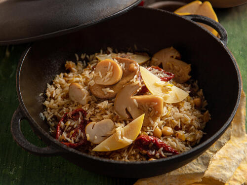 Плов с белыми грибами